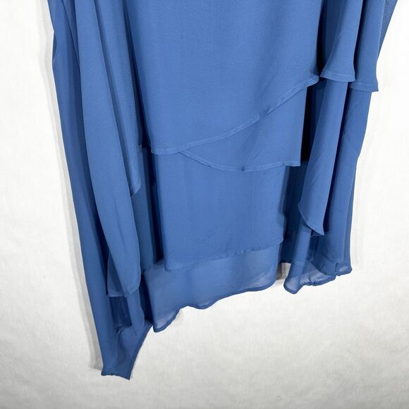 Torrid Plus Size 3X Tank Top Tiered Long Ruffled Asymmetric Blue Chiffon 1490 - Picture 4 of 9